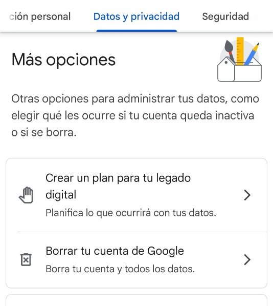 Borrar tu cuenta de Google