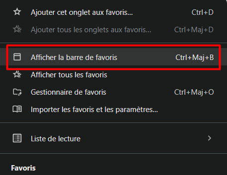 Afficher Gmail dans la barre de favoris