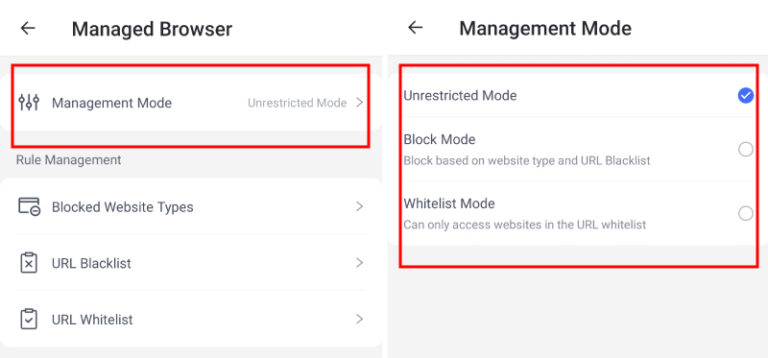 AirDroid Browser mode management