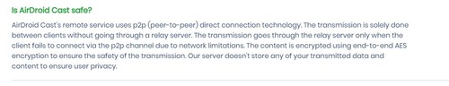 data encryption of AirDroid Cast