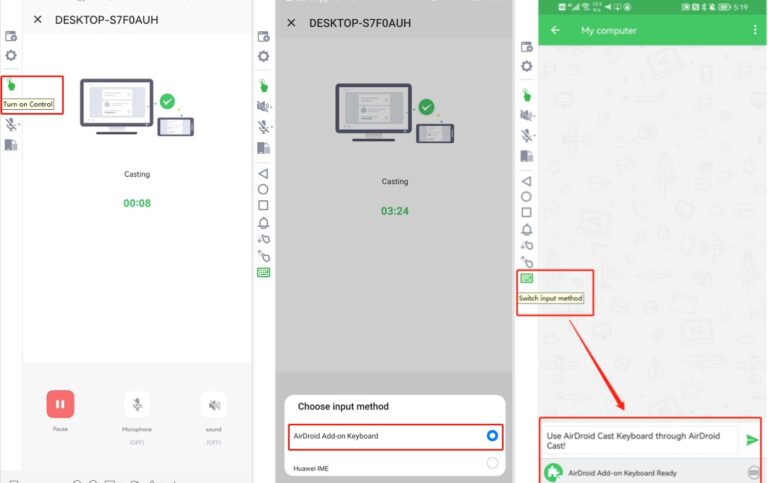 Teclado remoto de AirDroid Cast