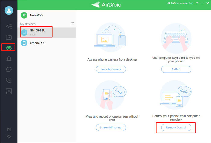 télécommande de bureau airdroid