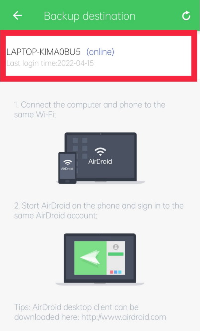 guide de sauvegarde d'airdroid personal