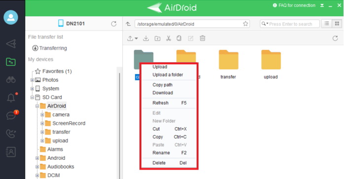 guide pour gérer les fichiers d'airdroid personal