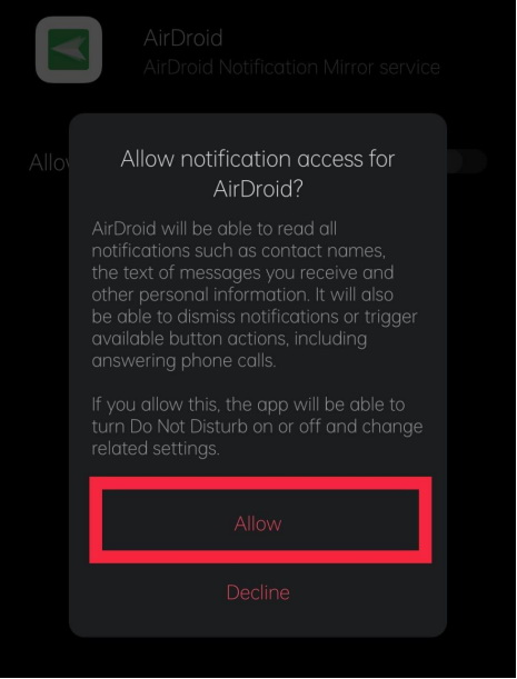 airdroid personal guide notification