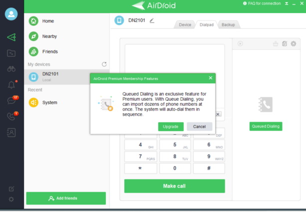 airdroid personal 電話番号 表示