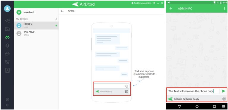 guide de clavier à distance d'Airdroid Personal