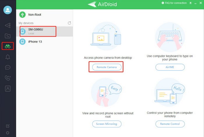 AirDroid remote camera desktop