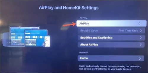 AirPlay settings in Roku TV