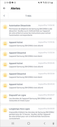 Alertes instantanées AirDroid