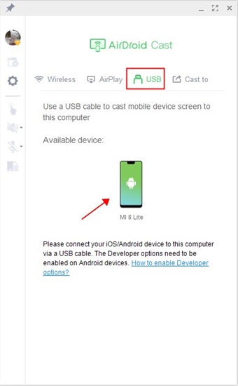 USB connection in AirDroid Cast