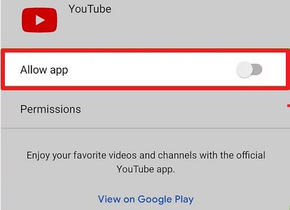 blocage d'applications dans Google Family Link