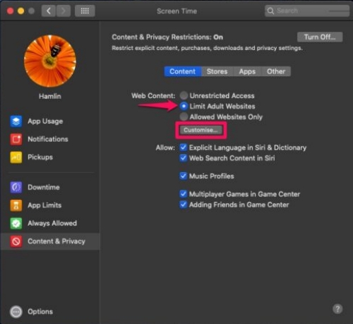 Screen Time Mac で Web サイトをブロックする