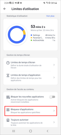 Désactiver les applications dans AirDroid Parental Control