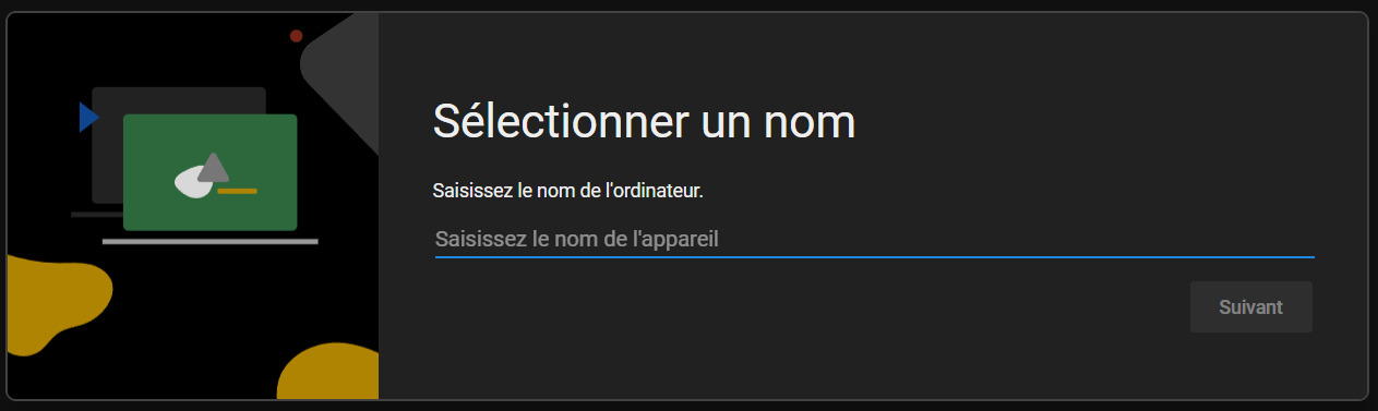 Bureau à distance Chrome sélectionnez un nom