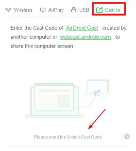 cast to button on AirDroid Cast