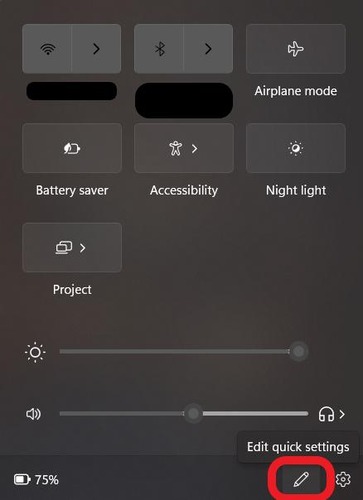 edit Quick Settings on Windows