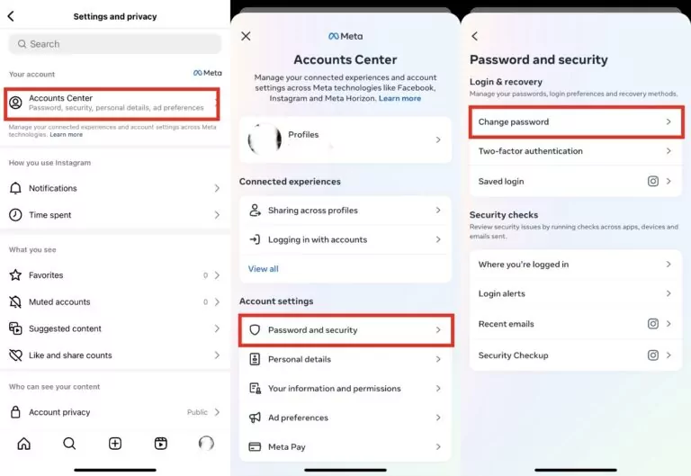 change Instagram password