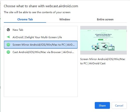 Elige qué compartir desde la web