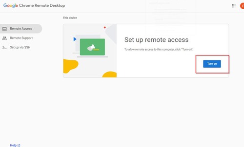 turn on Remote Access