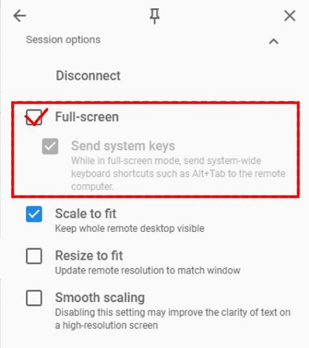 Chrome Remote Desktop Full Screen