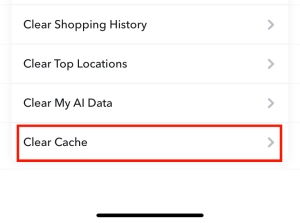 clear cache on Snapchat