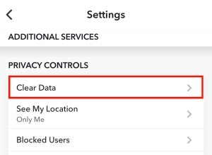 clear data on Snapchat