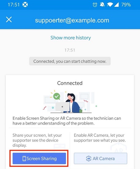 click Screen Sharing on app