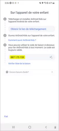 Code d'appairage AirDroid