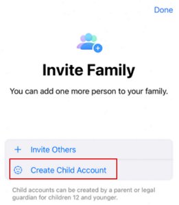 créez un compte enfant sur Family Sharing 