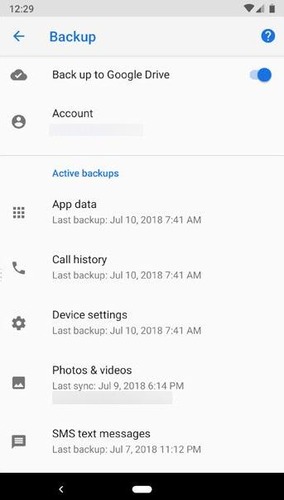 back up data for Android