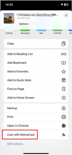 Cast with MomoCast in Safari