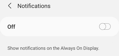 disable notifications on display