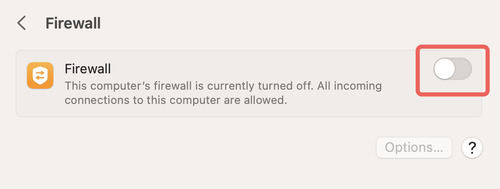 desactiva Firewall en Mac