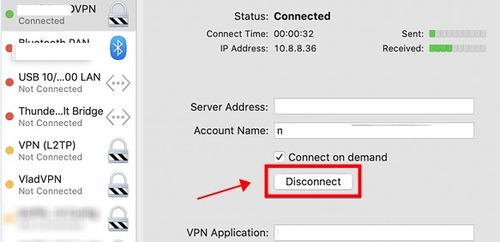 disconnect VPN on Mac