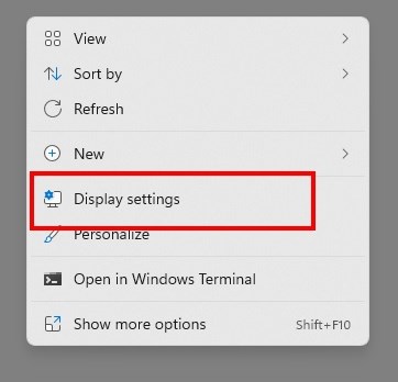 Windows Display settings from desktop