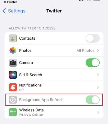 enable background app refresh Twitter