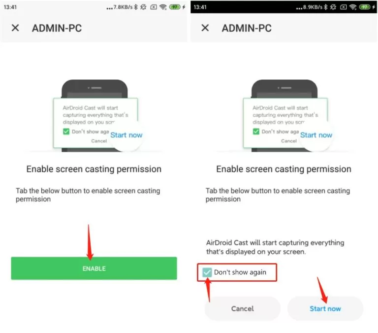 activer l'autorisation de cast sur Android