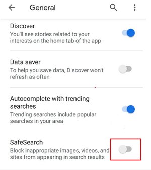 ativar o chrome safesearch no android