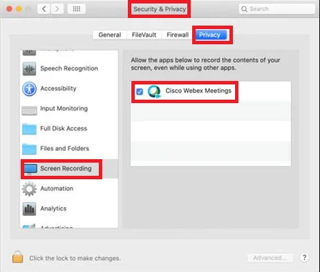 enable Cisco Webex Meetings