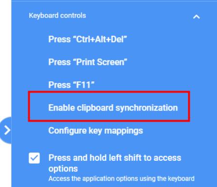 Enable Clipboard Synchronization