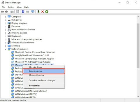 activar dispositivo en Device Manager