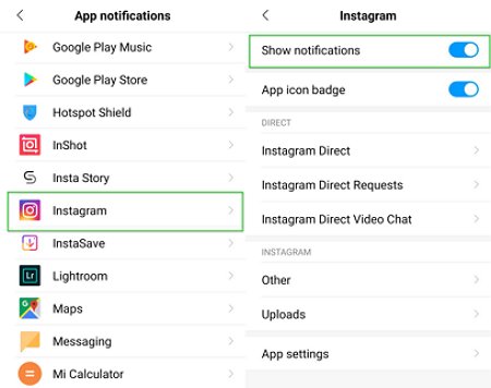 ativar notificações do instagram no android