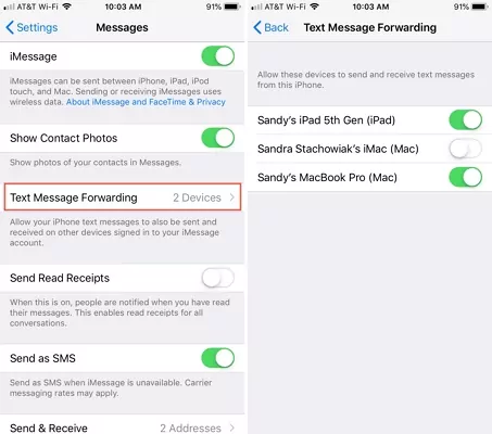 find Text Messages Forwarding