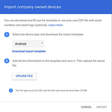 dispositivo android propiedad de la empresa