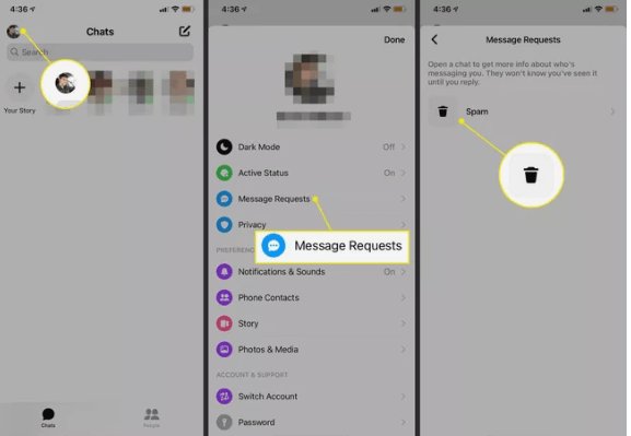 solicitações de contato no messenger no ios