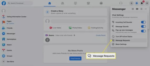 Facebook message requests on website