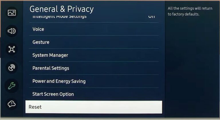 Factory Reset Samsung TV