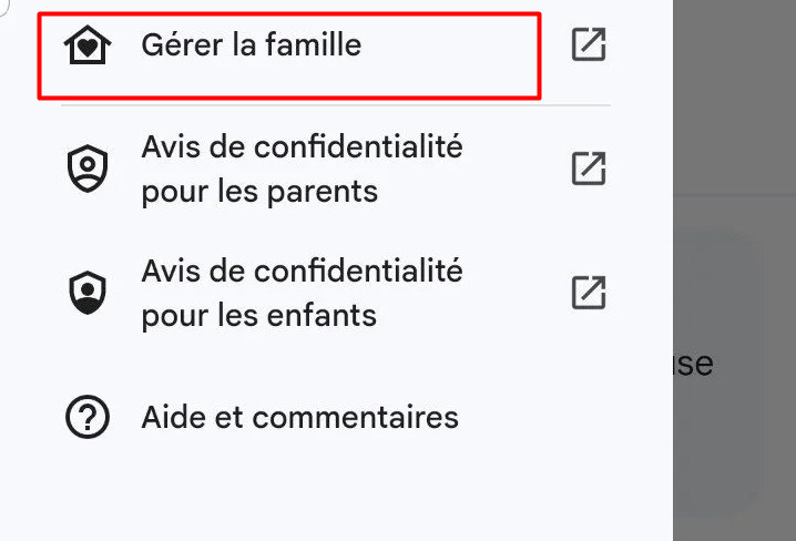 Family Link Gérer la famille