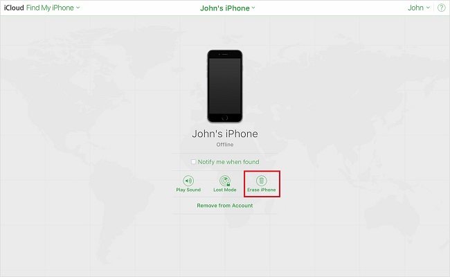 find my iphone erase iphone